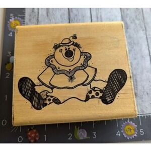 Dots Happy Clown Sitting 1991 Rubber Stamp Wood #A20